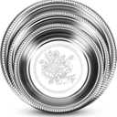 3 Pack Round Serving Trays Stainless Steel Large Silver Serving Platter 15.75" 13.78" 11.8" Circle Mirror Metal Tray Set for Party Kitchen Home Decoration Housewarming Gifts(Floral Engraved)