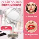 ALHAKIN 10x Magnifying Makeup Mirror, 8 Inch Tabletop Mirror with 1X/10X Magnification Double Sided, Standing Bathroom Makeup Mirror for Desk, Nickel
