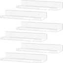 Weiai Clear Acrylic Shelf 15" Invisible Floating Wall Ledge Bookshelf, Kids Book Display Shelves Wall Mounted (15 Inch 6Pack)