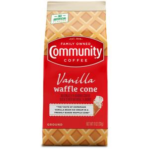 Community Coffee Vanilla Waffle Cone, Ice Cream Flavored Ground Coffee, 11 Ounce Bag (Pack of 1), Brew By 05/24