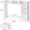 ChooChoo Desktop Bookshelf with LED Lights, 36.6" Dorm Desk Hutch with 4 Shelves and 2 Drawers, Fits 27" Monitor, Desk Organizer Shelf for Dorm Office Home, White