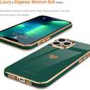 Teageo For iPhone 13 Pro Max Case for Women Girl Cute Love Heart Luxury Plating Soft Back Bling Cover Raised Camera Protection Bumper Silicone Shockproof Phone Case for iPhone 13 Pro Max,Darkish Green