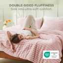 Bedsure King Comforter - GentleSoft 3 Pieces Double-Side Fleece Fluffy Pink Comforter Set, Cozy Striped Room Decor Aesthetic, Luxury King Size Bedding with 2 Pillowcases, 104x90 Inches