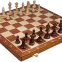 Wegiel Handmade European Professional Tournament Chess Set - Wooden 21 Inch Folding Board with Felt Base & Hand Carved Chess Pieces - Compartment Inside The Board to Store Each Piece, Medium, Small