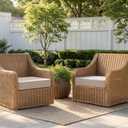 MIULEE Beige Outdoor Chair Cushions Set of 2, 19x19x3 Inch Waterproof Patio Seat Cushions for Outdoor Furniture Couch Sofa, 3 Year Color Fastness High Density Foam with Adjustable Ties