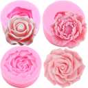 ZiXiang Flower Silicone Molds 3D Rose Flower Fondant Silicone Molds For Cake Decorating Cupcake Topper Polymer Clay Candy Chocolate Gum Paste Set Of 3