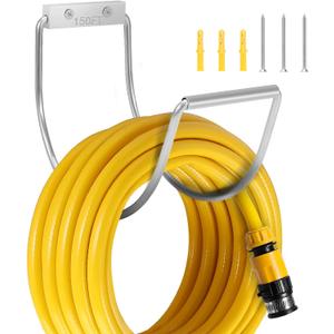 Garden Hose Holder Water Hose Hanger Wall Mounted,304Stainless Steel Solid Hose Hook Holds Up to 150Ft Garden Hose, Expandable Hose, Water Hose - Chrome