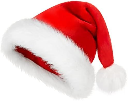 Doiurcs Santa Hat - Extra Large Plush Fur Christmas Xmas New Year Festive Holiday Party Supply Classic Santa Claus Hat