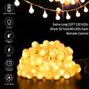 Battery Operated LED Globe String Lights, 2-Pack Total 52FT 120LEDs - Each 26FT 60LEDs 8 Mode Waterproof Christmas Fairy String Lights with Remote for Home Bedroom Garden Wedding Party Decoration
