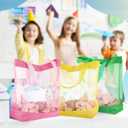 Amylove 11 x 12.9 Inche Mesh Beach Tote Bags Mini Pool Beach Bags Reusable Colorful Polyester for Travel Party Swim Toys