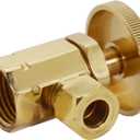Westbrass Round Handle Angle Stop Shut Off Valve, 1/2" IPS Inlet with 3/8" Compression Outlet, Polished Brass, D103-03