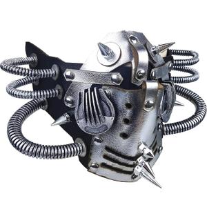 Ubauta DIY Steampunk Leather Mask - Adjustable Cosplay Mask with Rivets for Punk Masquerade, Tubular Design