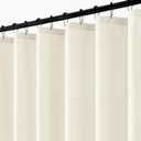 ANRODUO Extra Long Fabric Shower Curtain Set - Ivory 72"x108" with 12 Rust Resistant Durable Metal Hooks, Waterproof & Linen Textured, Button Hole Design, Machine Washable for Bathroom Decor