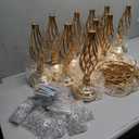 10 Pcs Crystal Flower Stand Gold Wedding Centerpieces 16.9 Inch Tall Gold Vase with Chandelier Metal Wedding Centerpiece Vase for Birthday Party Reception Festivals Party Decor (S-16.9inch)