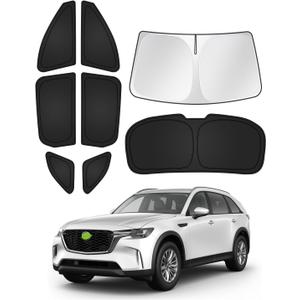 Canvcle Sunshades for Mazda CX-90 2024-2025 2026 CX90 Accessories Windshield Sun Shade Side Rear Window Shade Cover Sun Visor Shield Privacy Protection Keep Vehicle Cool Black 8PCS