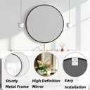 Black Round Mirror 18 inch, Circle Mirror, Matte Black Metal Frame