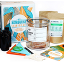 Kombucha Starter Kit .Deluxe Brewing Bundle, Create Vegan Organic Tea, Non-GMO and Gluten Free Brew with Advanced Probiotics, Glass Gallon Jar, Funnel, and Botanicals