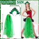 Newcotte 2 Pcs Green Christmas Tree Costume for Women Mesh Skirt Headband Festive Xmas Tree Outfit for Party Cosplay Carnival