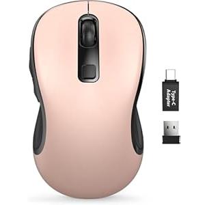 Trueque Wireless Mouse for Laptop, 2.4GHz Ergonomic Computer Mouse with Back & Forward Buttons, 3 Adjustable DPI Levels, 6 Buttons, Optical USB Cordless Mice for Windows PC (Pink, 1 Pack)