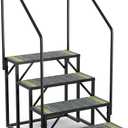 RV Steps with Handrail, 4 Step Hot Tub Steps with Non-Slip Mats