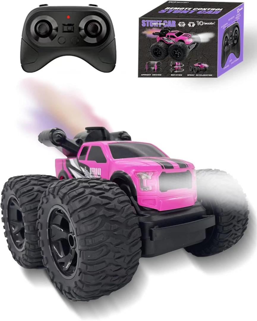 Monster Truck for Girls, Remote Control Car Toys, Pink RC Trucks With Spray Function, 4WD 360 Flips Rotating Car, Ideal Birthday for 3+ Year Old Girls