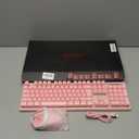 RedThunder K10 Wireless Gaming Keyboard and Mouse Combo, LED Backlit Rechargeable 3800mAh Battery, Mechanical Feel Anti-ghosting Keyboard + 7D 3200DPI Mice for PC Gamer (Pink)