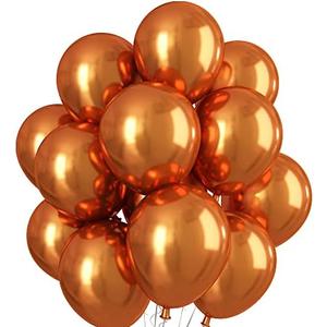 Metallic Orange Balloons 12 Inch, Double Stuffed Chrome Burnt Orange Balloons, Shiny Thick Chrome Metallic Latex Helium Balloon for Halloween Birthday Wedding Party Decoration Supplies