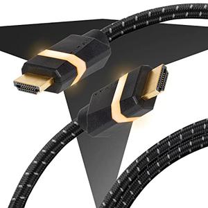 TITAN 8K HDMI 2.1 Cable, 3 ft Braided Cord, Amber LED Light Strip, Ultra High-Speed Cable with HDR, VRR & QMS, 48 GBPS, Black, 608642 In Pack TITAN 8K HDMI 2.1 Cable, 3 ft Braided Cord, Amber LED Light Strip, Ultra High-Speed Cable with HDR, VRR & QMS, 48 GBPS, Black, 608642 In Pack