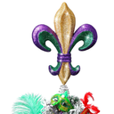 Soulchen 14“ Mardi Gras Tree Topper Fleur-de-lis Tree Topper Purple Green Gold Glitter Ornament for Carnival Holiday Party Home Wedding Decoration