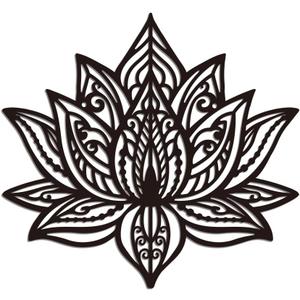 WADORN Metal Lotus Wall Art Decor, Black Lotus Flower Metal Wall Art Hanging Decor Signs for Home Decor Flower Pattern Wall Sculpture Statues Decor for Living Room, 10.86x11.81 Inch, Lotus