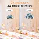 NUPTIO Artificial Flower Centrepieces for Tables - 10 Pcs DustyBlue & White Fake Flowers Roses Balls 13.8in Diameter - Silk Faux Rose Arrangement for Wedding Party Centerpiece Table Decorations