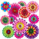 18 Pcs Mexican Party Decorations Fiesta Paper Fans Spring Classroom Wall Decor Cinco De Mayo Decorations for Fiesta Party Decor Wedding Birthday