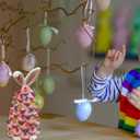 2026 Newly Lighted Easter Bunny Resin Tabletop Tree 6 Inches Pre-Lit Rabbit Figurines with Colorful Lamp Beads and Bunny Ear Top Spring Easter Holiday Decor Gifts (Pink)