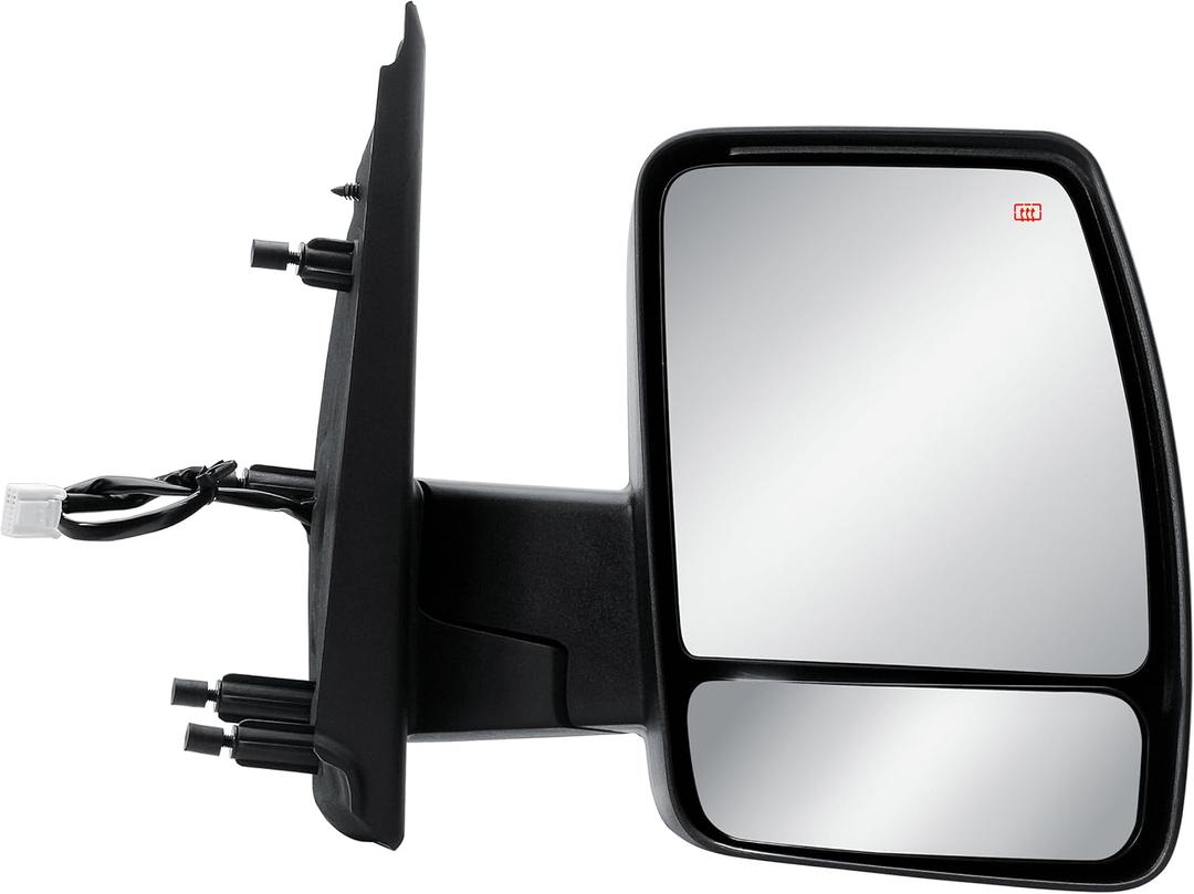Passenger Right Side Door Mirror Power and Heated Glass Chrome Back Cover Manual Folding for Nissan NV1500 NV2500 NV3500 from 2012 to 2021