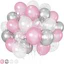 Pink and Silver Balloons 12 Inch Winter Onederland Snowflake Balloon Pearl Pink White Silver Metallic Latex Party Balloons for Winter Christmas Wonderland Girl Birthday Baby Shower Decorations