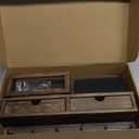 Key Holder for Wall, Key and Mail Holder for Wall with Storage Drawer, Entryway Rustic Home Decor, 3 Liquid Chalks & Chalkboard, 15.98W x 9.1H x 3.3D, Brown