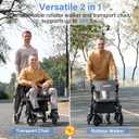 Walkers for Seniors with Seat, Walker Wheelchair Combo, 2 in 1 Rolling Walker Transport Wheelchair Lightweight Foldable, 10" Big Wheels Transport Chair with Brakes,Grey
