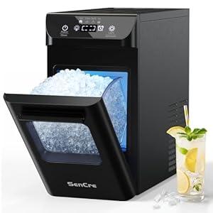 SenCre Nugget Ice Maker 44lbs/ Day Countertop Ice Maker, Ice Makers with Self-Cleaning & Timer, One-Click Operation, Chewable Ice Pebble Ice Maker Machine with Scoop&Basket for Home/ Kitchen/ Office