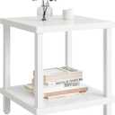 MMEOLUOOK Large End Table Square Side Table Modern Sofa Table 20 Inch Industrial Coffee Table NightStand with 2-Tier Storage Shelf for Living Room Bedroom White MLBZ06W