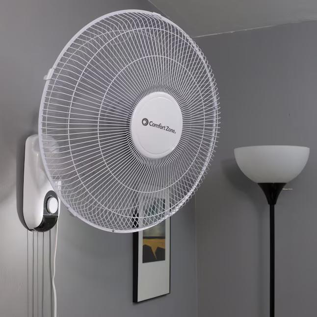 Comfort Zone 18.75-in Oscillation White Wall Mounted Fan  