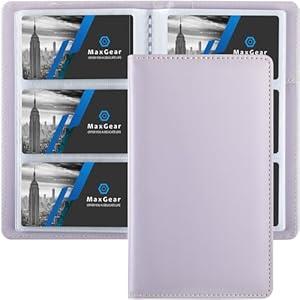 MaxGear Business Card Organizer, 240 Cards Book Portable Business Card Holder for Men & Women, Professional PU Credit Cards Binder File Storage, Light Purple