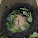 22" Eucalyptus Wreath, Year Round Wreaths for Front Door, Spring Summer Wreath with Green Faux Eucalyptus, All Seasons Evergreen Decor for Inside Farmhouse Festival Celebration Party