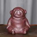 Zisha Tea Pet Angry Unhappy Cat Bat Figurine, Cute Kung Fu Tea Ornament Accessories of Frog Tea Set, Decoration for Tea Table Desk Tearoom, Great Gift for Tea Lover Friend (7.Pug)