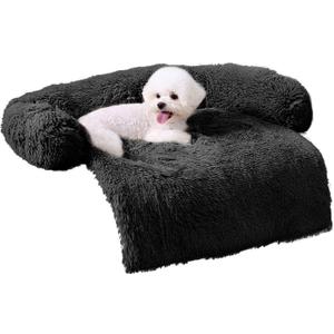 HachiKitty Dog Sofa Bed, Plush Couch Cover for Dogs, Washable Pet Sofa Mat (X-Large Black)