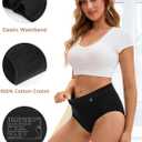 INNERSY Women's Underwear Cotton Soft Underwear High Waisted Breathable Briefs 5 Pack (Black, M)