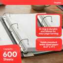 Staples Heavy-Duty 3-Inch D-Ring Binder, White Large Capacity 3-Ring Binder with Pockets, Holds Up to 600 Sheets