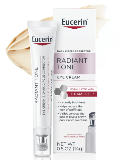 Eucerin Radiant Tone Eye Cream Dark Circle Corrector, Eye Brightening Cream with Thiamidol and Hyaluronic Acid, Helps Reduce the Look of Eye Puffiness, 0.5 Oz Tube