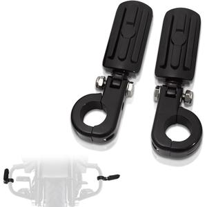 FOVPLUE 1.25" Highway Footpegs, Adjustable Footrest w/Mounting P-Clamps for Harley Touring Softail Dyna Sportster Honda Kawasaki Suzuki Yamaha Indian Victory w/1-1/4" Engine Guard, Gloss Black#2