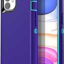 AICase for iPhone 11 Case (6.1"), Heavy Duty Drop Protection Rugged Shockproof/Drop/Dust Proof 3-Layer Protective Durable Phone Cover for iPhone 11, Purple (Purple/Pool Blue)