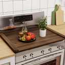 Noodle Board Stove Cover Wood (Ready to Use), Stove Top Covers for Electric Stove, Gas Stove, Wooden Decorative Rustic Kitchen Serving Tray, for Range Stovetop, Cooktop, 30'' * 22'', Brown